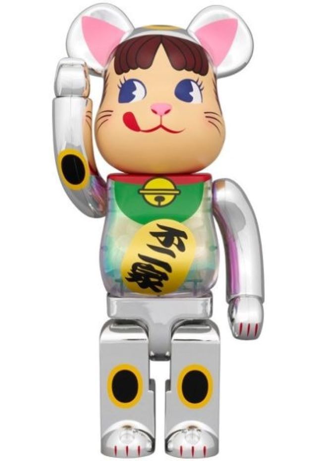 BE@RBRICK 招財貓 電鍍銀 蓄光 不二家 奶妹 100% & 400%