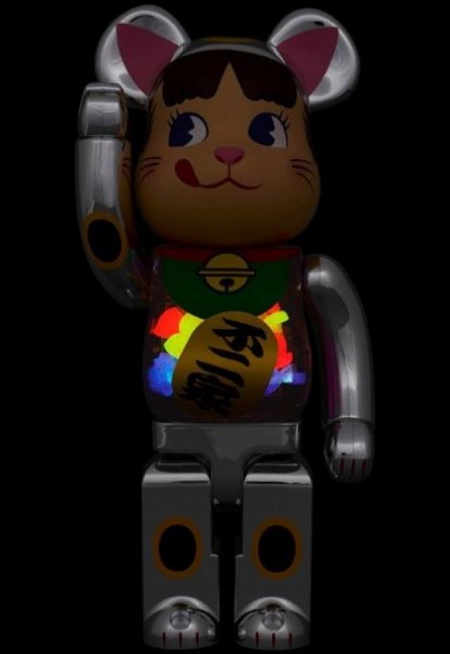 BE@RBRICK 招財貓 電鍍銀 蓄光 不二家 奶妹 100% & 400%
