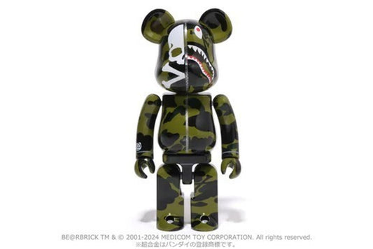 BEARBRICK MMJ A BATHING APE CAMO SHARK Green and Yellow camouflage set