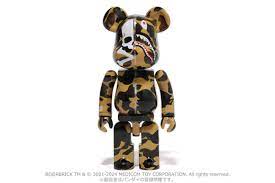 BEARBRICK MMJ A BATHING APE CAMO SHARK Green and Yellow 迷彩 set