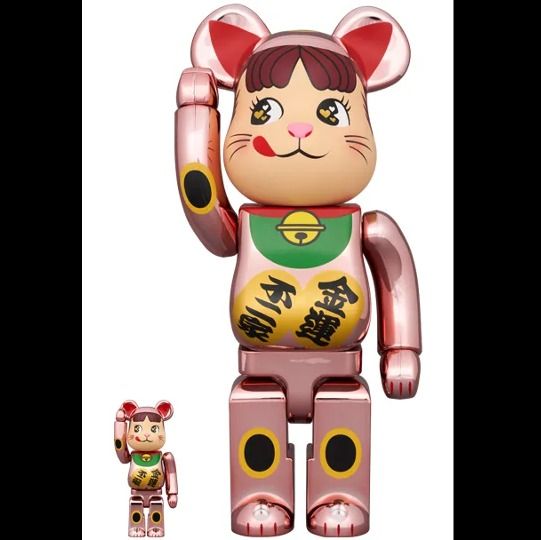 Be@rbrick 400% + 100% 牛奶妹 桃金色 招財貓