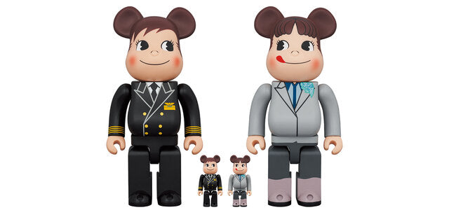 ANA オリジナル Be@rbrick for ANA Captain ポコちゃん & CA10代目 ペコちゃん Poko & Peko 100% & 400% Set