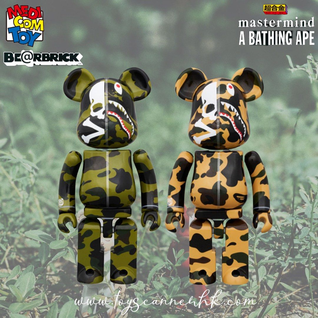 BEARBRICK MMJ A BATHING APE CAMO SHARK Green and Yellow 迷彩 set